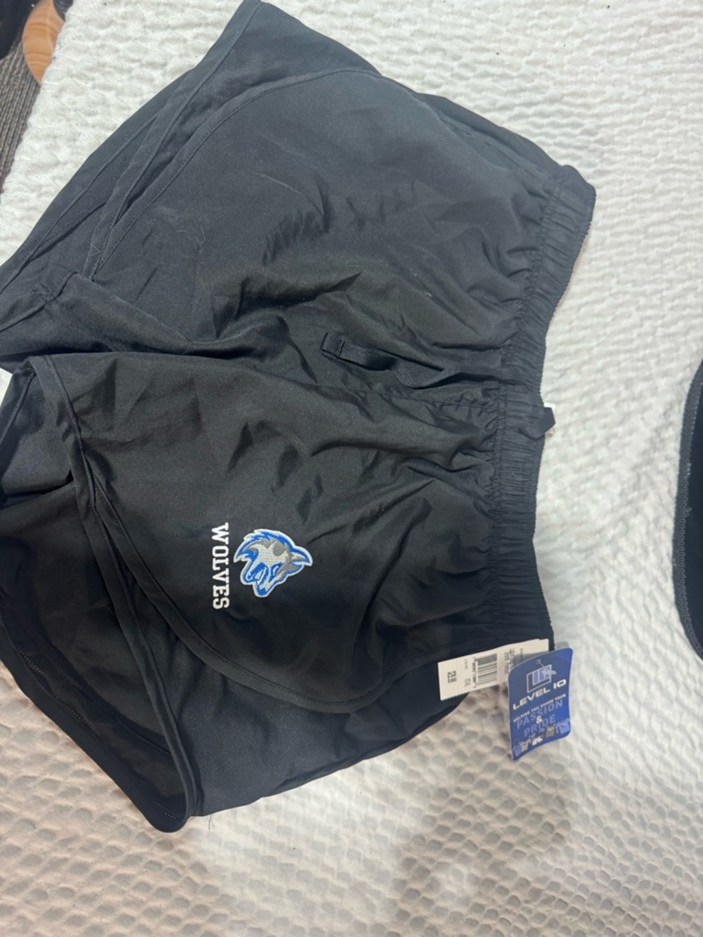 Wolves Black Athletic Shorts with Embroidered Logo